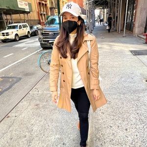 Banana Republic Tan Classic Ruffle Flare Trench Coat